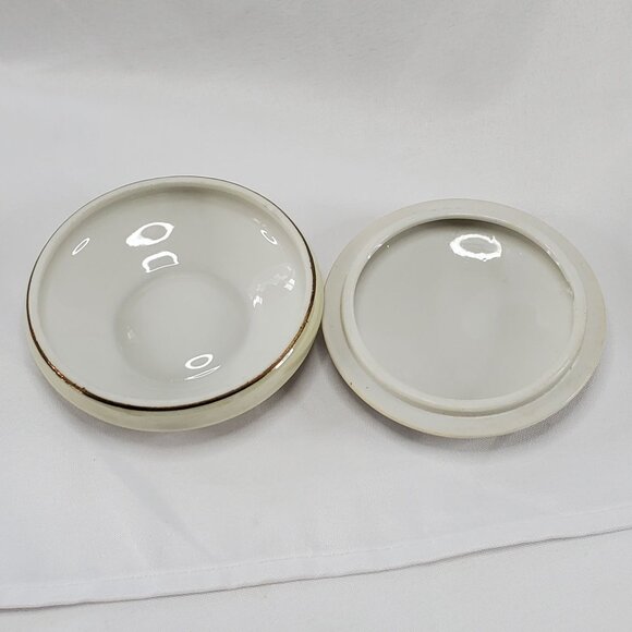 VTG Yellow Rose Trinket Holder Jewelry Box Porcelain Round Gold Trim Japan - Picture 7 of 10